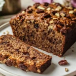 Best date nut bread recipe – homemade moist loaf with walnuts on a wooden board