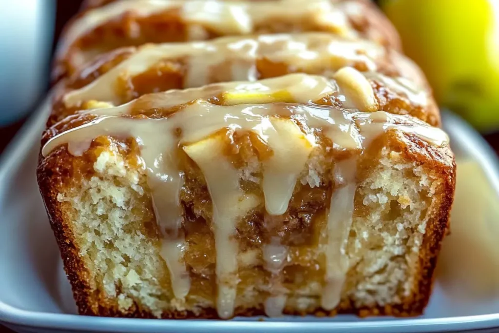 Freshly baked Country Apple Fritter Bread with glaze