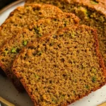 Freshly baked gluten-free zucchini bread on a wooden board