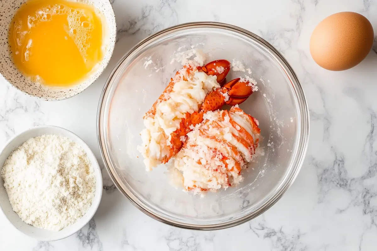  Step-by-step lobster bites preparation with batter