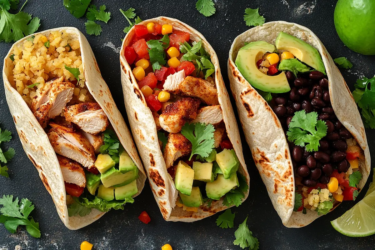 Different Variations of Southwest Chicken Wraps